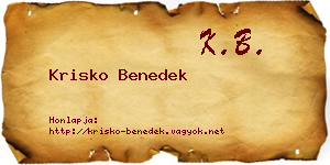 Krisko Benedek névjegykártya